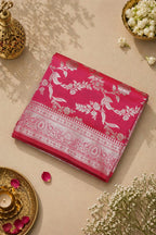 Beautiful Silk Saree Pink Silver