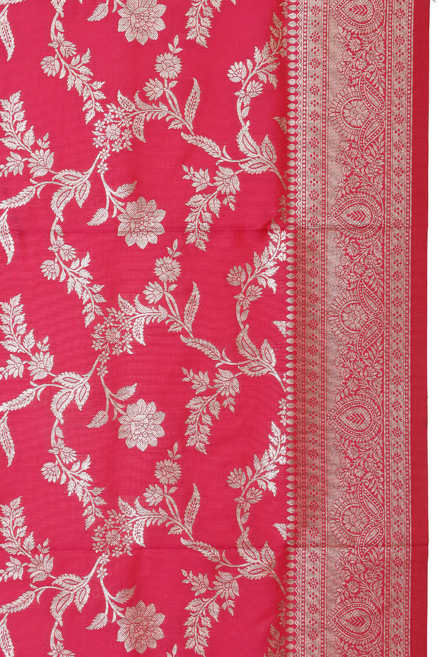 Beautiful Silk Saree Pink Silver