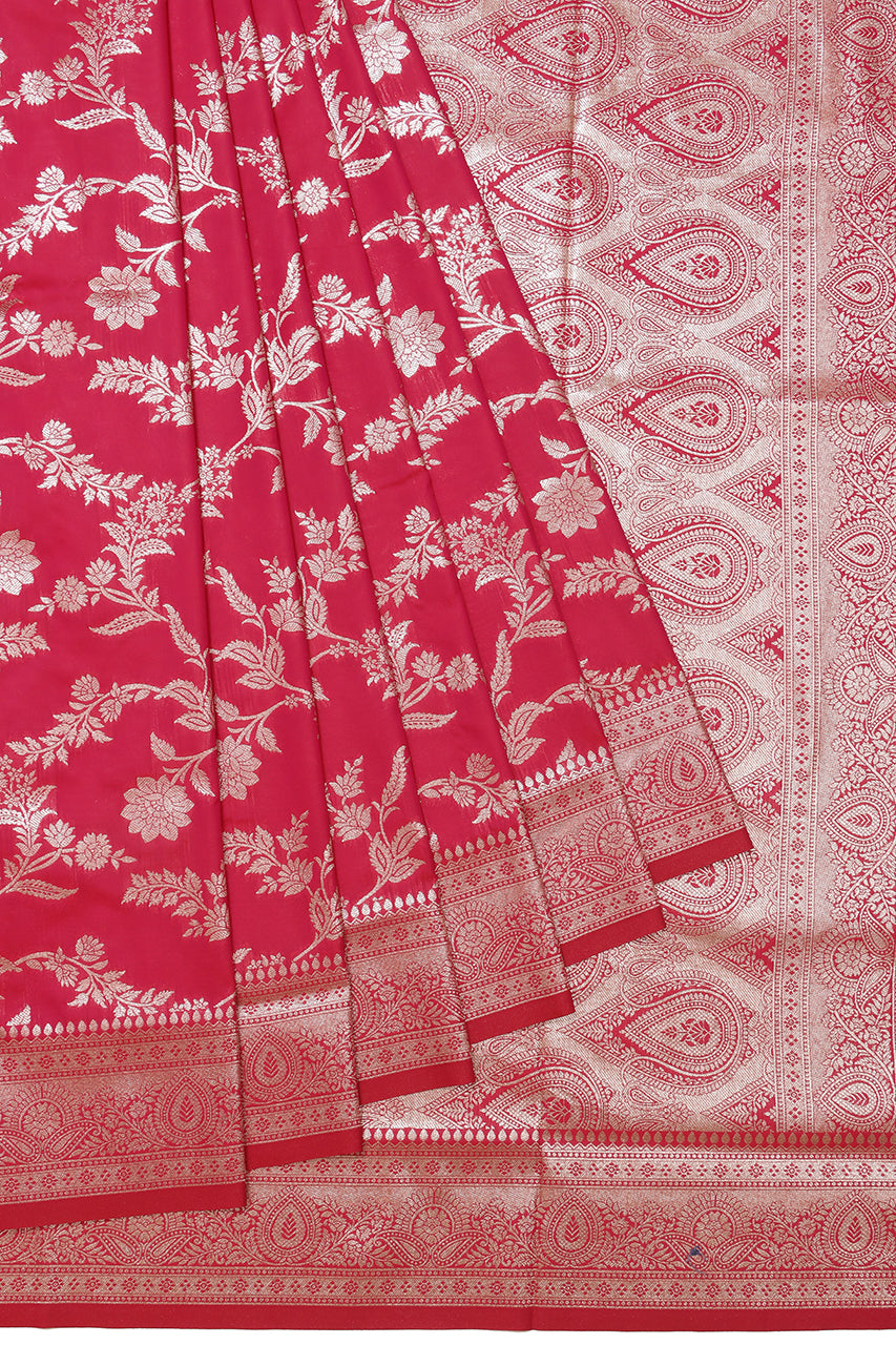 Beautiful Silk Saree Pink Silver