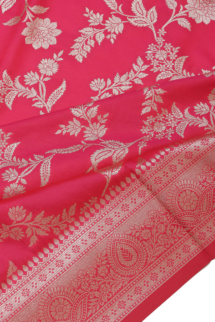 Beautiful Silk Saree Pink Silver
