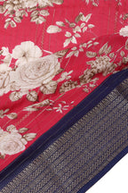 Beautiful Silk Saree Light Carrot Red Blue
