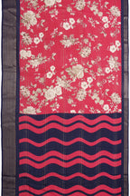 Beautiful Silk Saree Light Carrot Red Blue