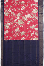 Beautiful Silk Saree Light Carrot Red Blue