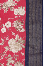 Beautiful Silk Saree Light Carrot Red Blue