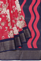 Beautiful Silk Saree Light Carrot Red Blue