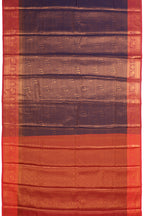 Beautiful Silk Saree Blue Red Pattern