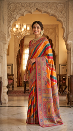 Banarasi Pashmina Silk Saree Multi-Color
