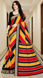 Cotton Saree Yellow Black Trend