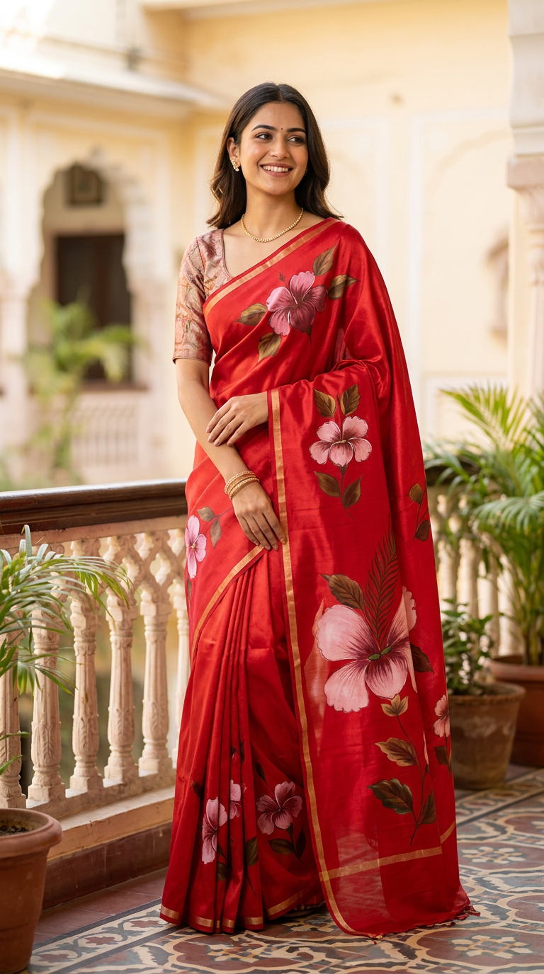 Katan Silk Saree Red