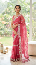 Designer Party Saree Vermilion Shimmer