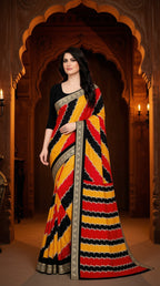 Cotton Saree Yellow Black Trend