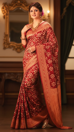 Cotton Silk Saree Red Hand Woven