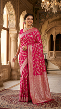Beautiful Silk Saree Pink Silver