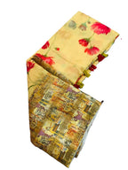 Cotton Saree Yellow 3D Print