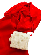 Designer Party Saree Organza Silk Red