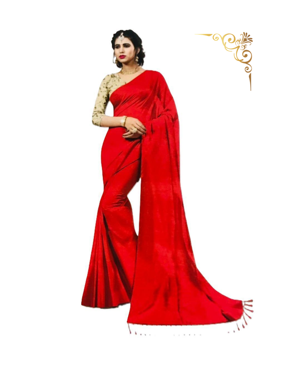 Designer Party Saree Organza Silk Red