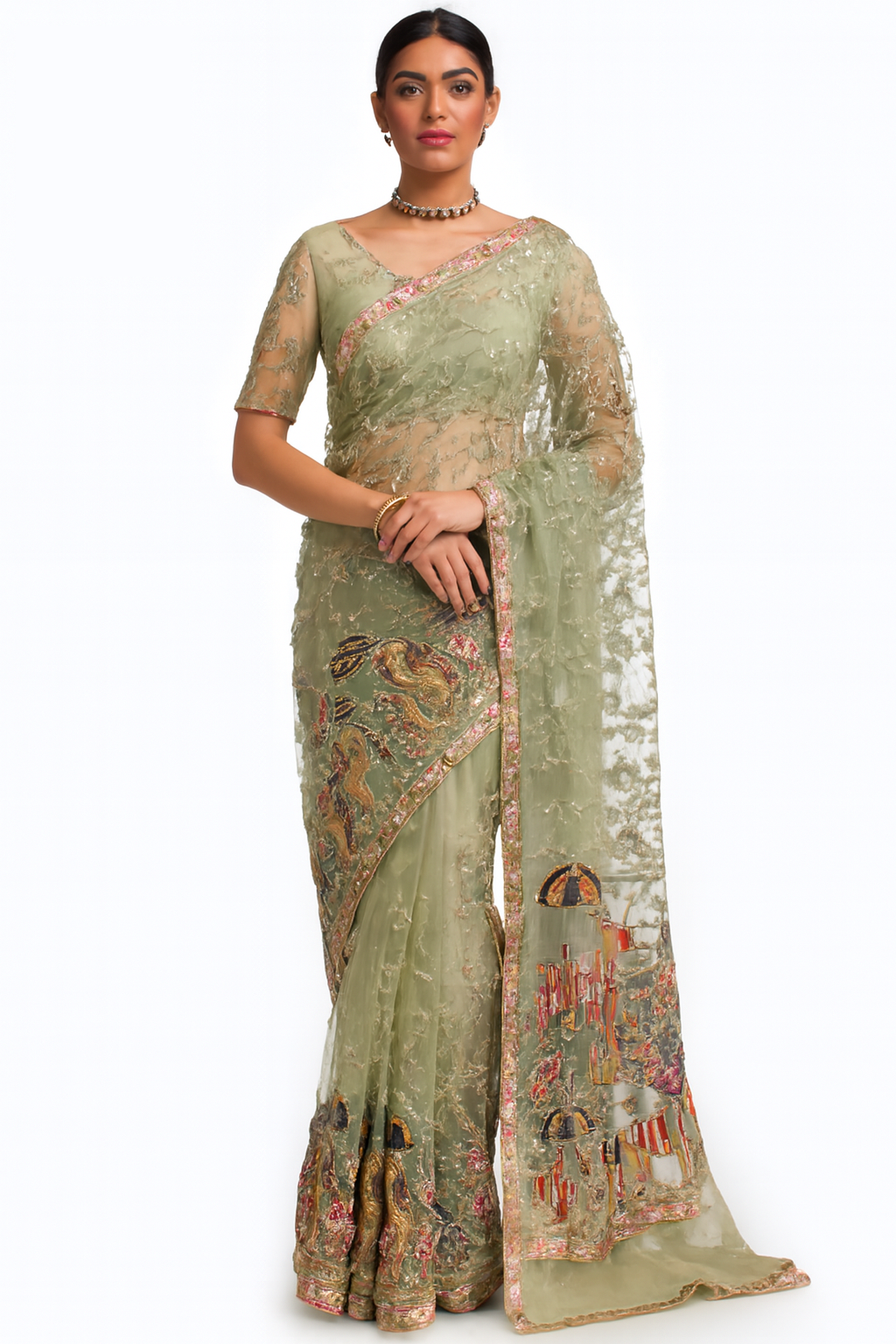 Designer Party Saree Net Heavy Work