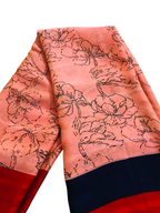 Georgette Peach Red Saree Floral