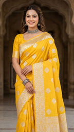 Beautiful Silk Saree Yellow